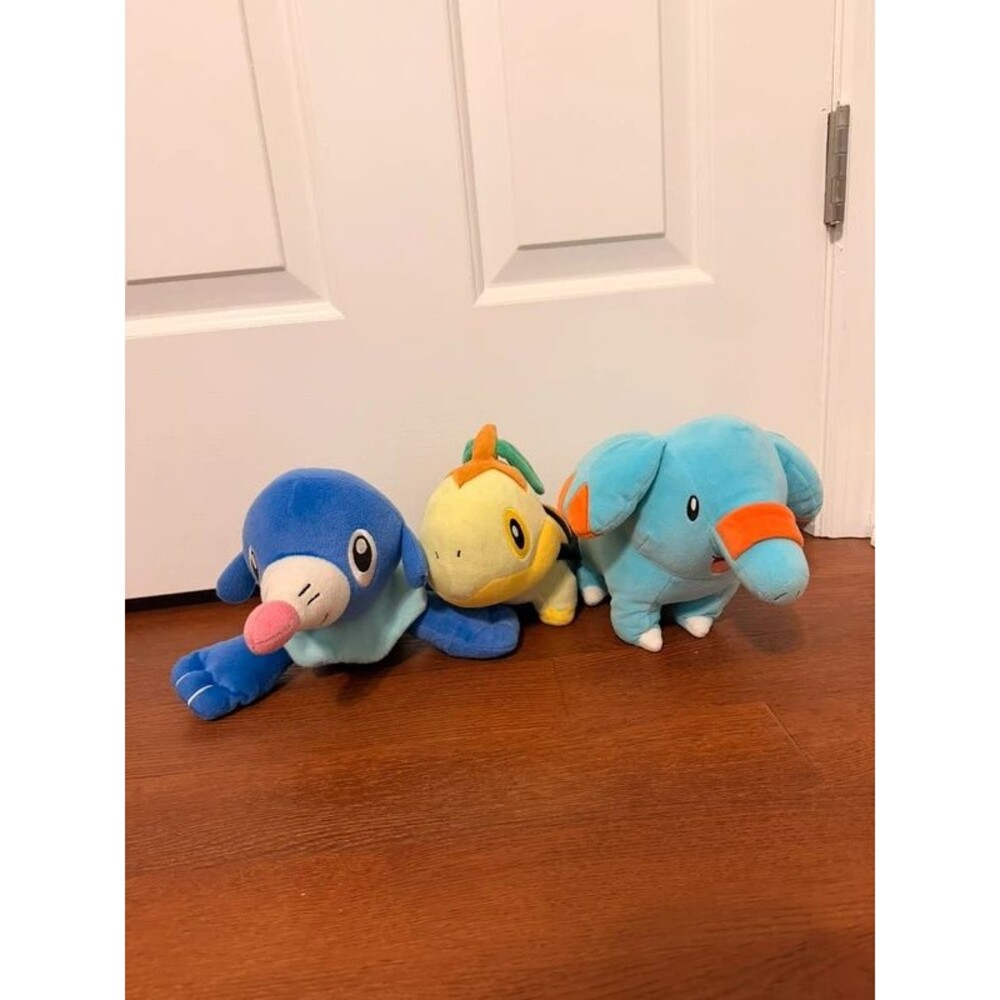 Pokemon Plush Toys Lot of 3 - Popplio, Turtwig & Phanpy Stuffed Animals
